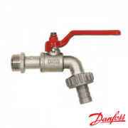 065B8202 Кран шаровой латунь водоразборный Ду25 нр со штуцером рычаг Danfoss BVR-C