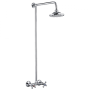 Душевая стойка со смесителем L2408 двуручный б/излива кер/затвор штанга с тропическим душем Ledeme 