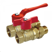 Кран шаровой латунь 11б27п1 Ду15 вр/нр разъемн с нак/г полнопроходной бабочка БАЗ 