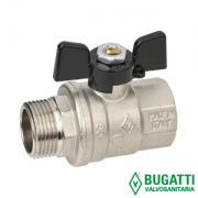 Кран шаровой латунь Ду15 вр/нр полнопроходной бабочка Bugatti 307