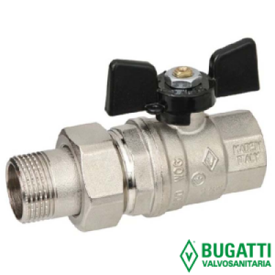 Кран шаровой латунь Ду15 вр/нр разъемн с нак/г полнопроходной бабочка Bugatti 322 Кран шаровой латунь Ду15 вр/нр разъемн с нак/г полнопроходной бабочка Bugatti 322