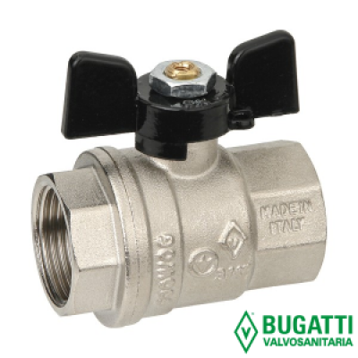 Кран шаровой латунь Ду15 вр/вр полнопроходной бабочка Bugatti 302 Кран шаровой латунь Ду15 вр/вр полнопроходной бабочка Bugatti 302