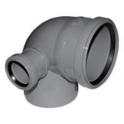 Отвод ПП 110/90 безнап с выходом 50 правый в/к серый Политэк Отвод ПП 110/90 безнап с выходом 50 правый в/к серый Политэк