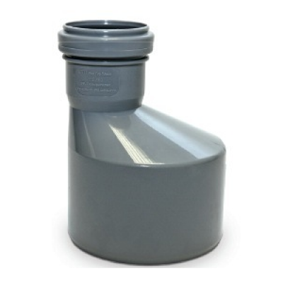 Переход ПП 110х50 эксцентрический безнап длинный в/к серый Политэк Переход ПП 110х50 эксцентрический безнап длинный в/к серый Политэк