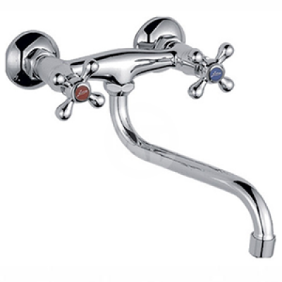 Смеситель д/мойки L4608 двуручный поворотный нижний излив керамический затвор настенный Ledeme Смеситель д/мойки L4608 двуручный поворотный нижний излив керамический затвор настенный Ledeme