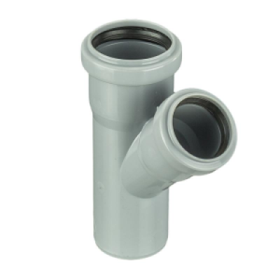 Тройник ПП 50х40/45 безнап в/к серый Политэк Тройник ПП 50х40/45 безнап в/к серый Политэк