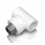 Тройник PP-R комбинир 20х3/4" нр белый Политэк (40шт)