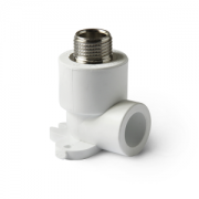 Угольник PP-R комбинир 20х1/2" 90гр нр с креплением белый Политэк (40шт)