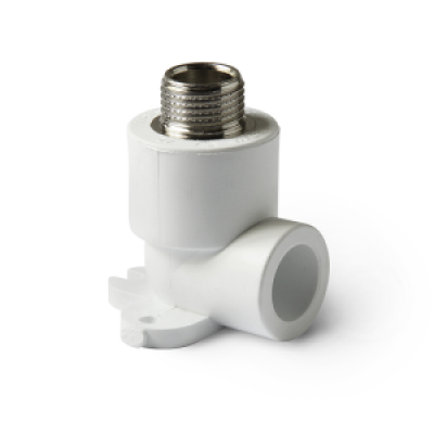 Угольник PP-R комбинир 25х1/2" 90гр нр с креплением белый Политэк (30шт) Угольник PP-R комбинир 25х1/2" 90гр нр с креплением белый Политэк (30шт)