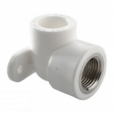 Угольник PP-R комбинир 25х1/2" 90гр вр с креплением белый (40шт) Угольник PP-R комбинир 25х1/2" 90гр вр с креплением белый (40шт)