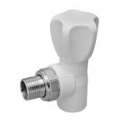 Вентиль PP-R угловой 25х3/4" белый для радиатора 
